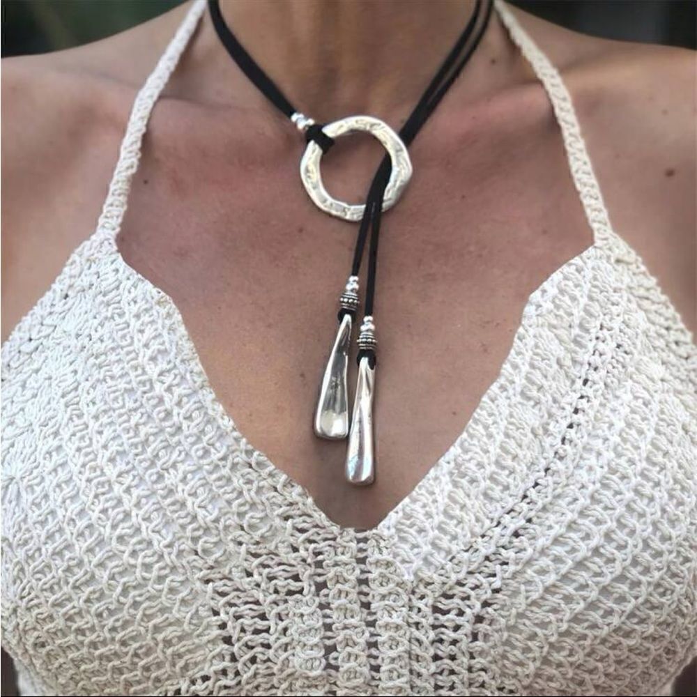 Silver  boho necklace S583